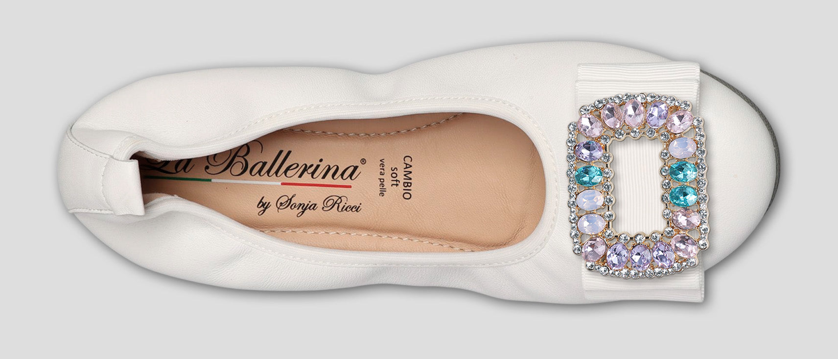 S1 💕LA BALLERINA CAMBIO WEIß – ELEGANTE LEDER-BALLERINAS VON SONJA RICCI - La Ballerina