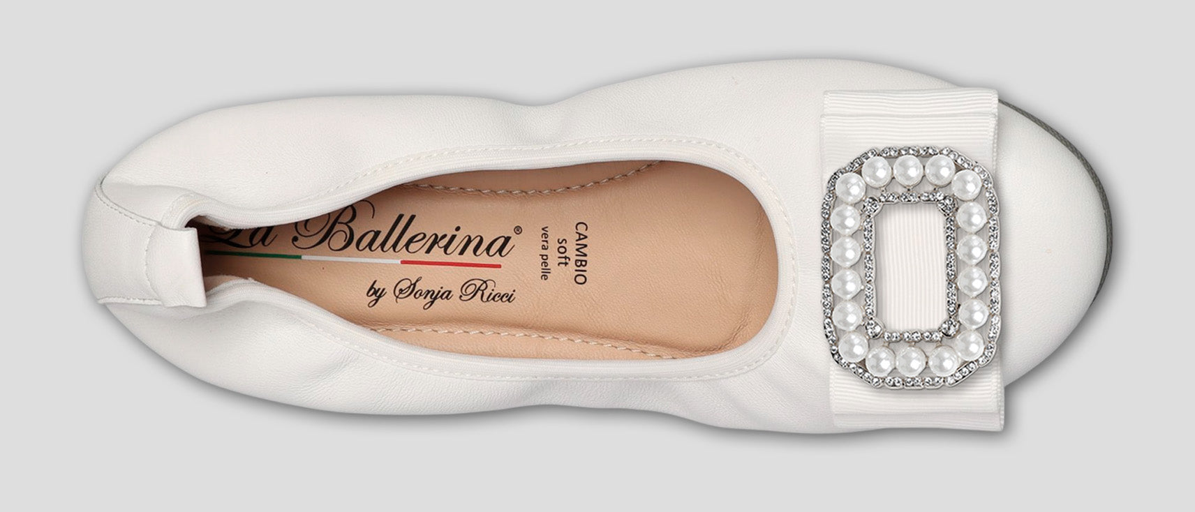 S1 💕LA BALLERINA CAMBIO WEIß – ELEGANTE LEDER-BALLERINAS VON SONJA RICCI - La Ballerina