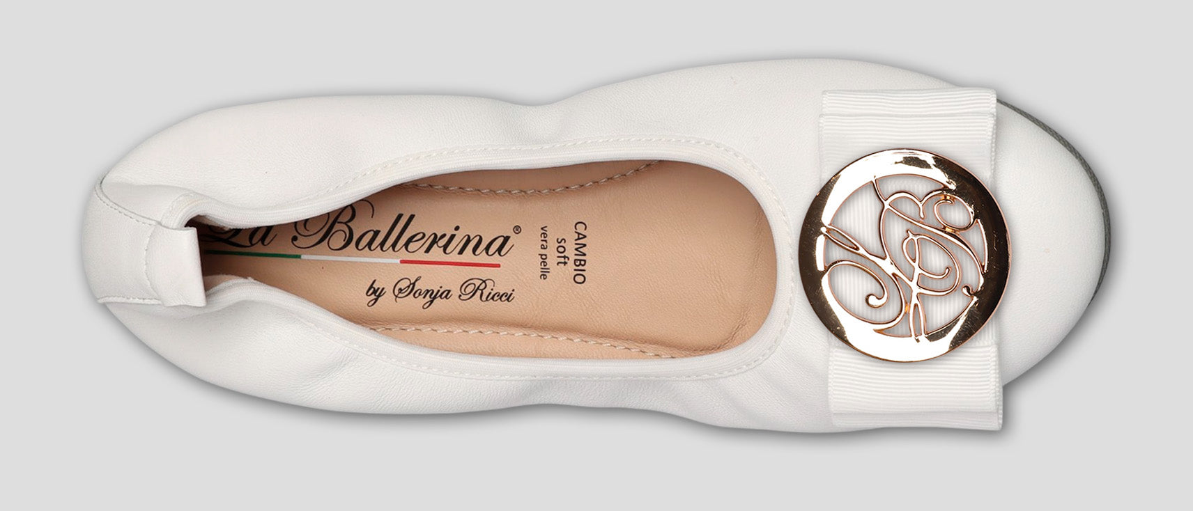 S1 💕LA BALLERINA CAMBIO WEIß – ELEGANTE LEDER-BALLERINAS VON SONJA RICCI - La Ballerina