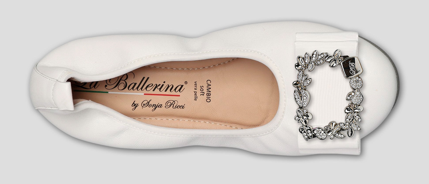 S1 💕LA BALLERINA CAMBIO WEIß – ELEGANTE LEDER-BALLERINAS VON SONJA RICCI