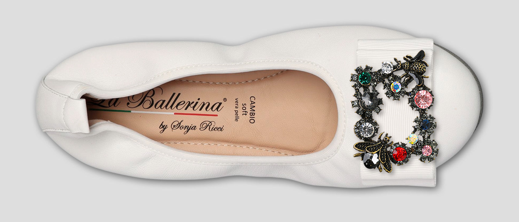 S1 💕LA BALLERINA CAMBIO WEIß – ELEGANTE LEDER-BALLERINAS VON SONJA RICCI