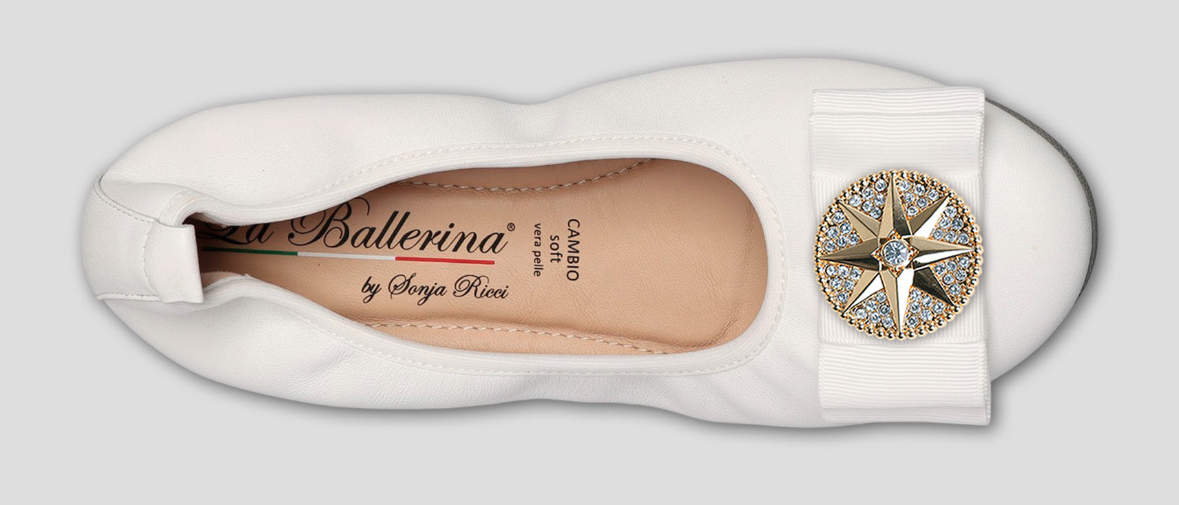 S1 💕LA BALLERINA CAMBIO WEIß – ELEGANTE LEDER-BALLERINAS VON SONJA RICCI - La Ballerina