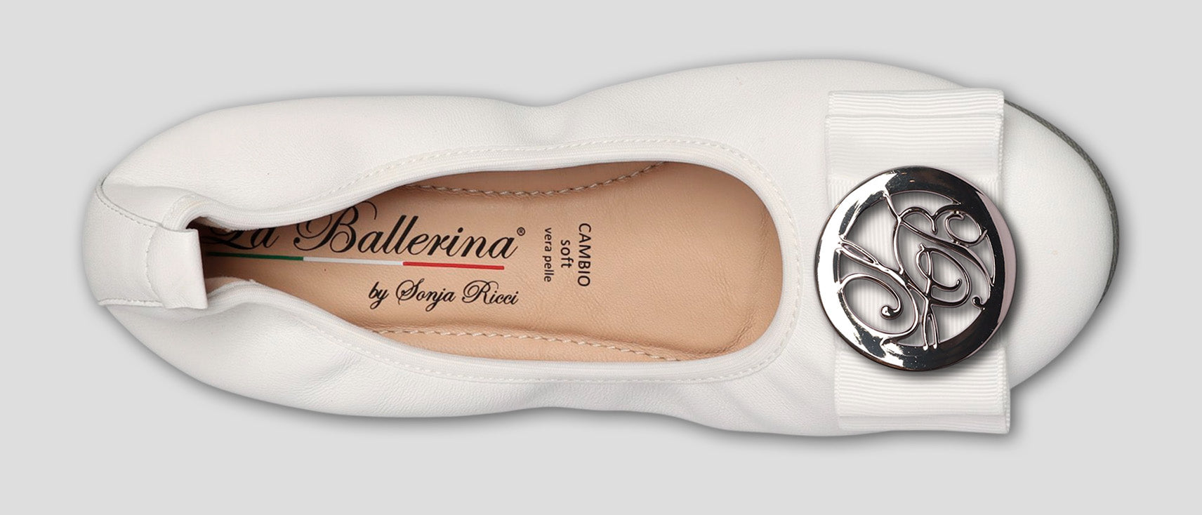S1 💕LA BALLERINA CAMBIO WEIß – ELEGANTE LEDER-BALLERINAS VON SONJA RICCI