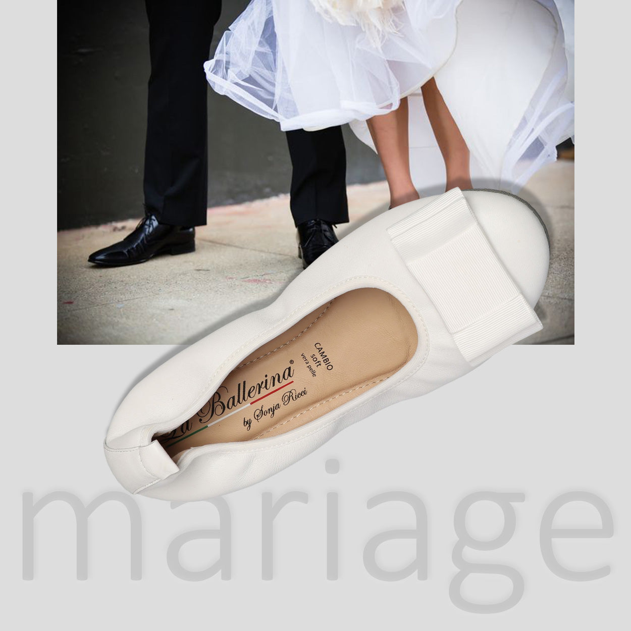 S1 💕LA BALLERINA CAMBIO WEIß – ELEGANTE LEDER-BALLERINAS VON SONJA RICCI - La Ballerina