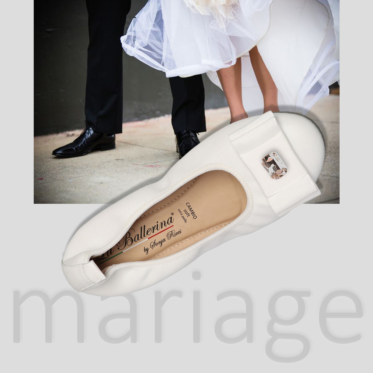 S1 💕LA BALLERINA CAMBIO WEIß – ELEGANTE LEDER-BALLERINAS VON SONJA RICCI