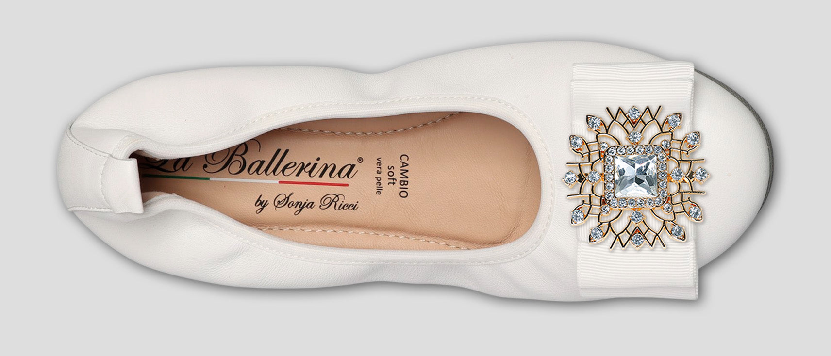 S1 💕LA BALLERINA CAMBIO WEIß – ELEGANTE LEDER-BALLERINAS VON SONJA RICCI - La Ballerina