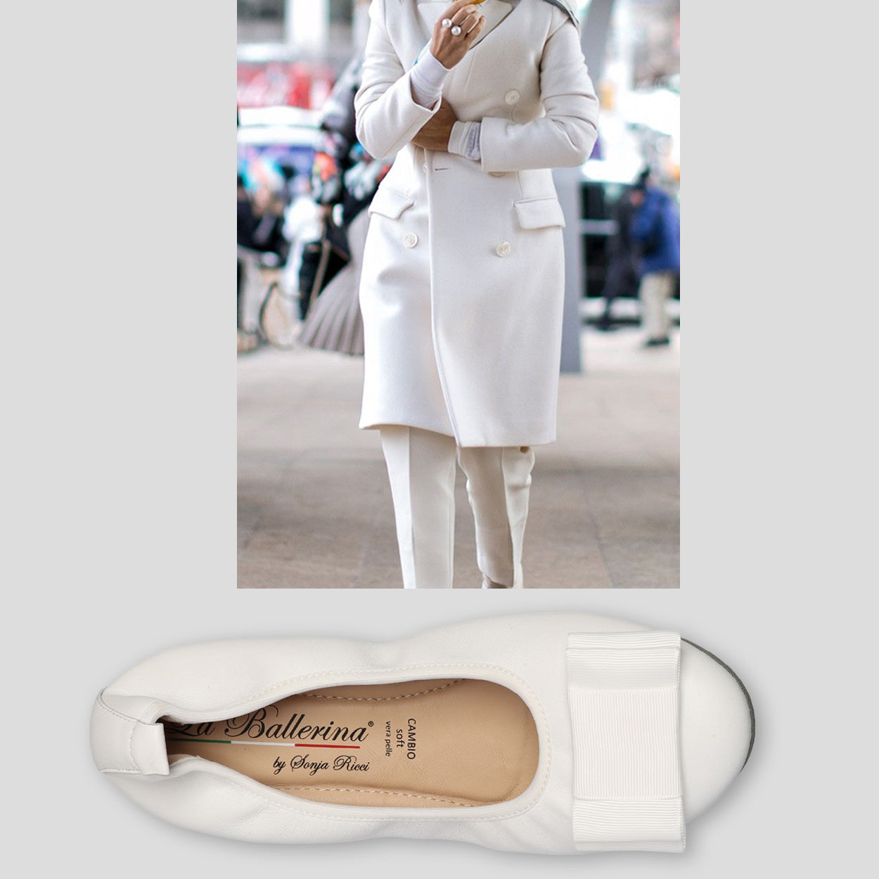 S1 💕LA BALLERINA CAMBIO WEIß – ELEGANTE LEDER-BALLERINAS VON SONJA RICCI - La Ballerina