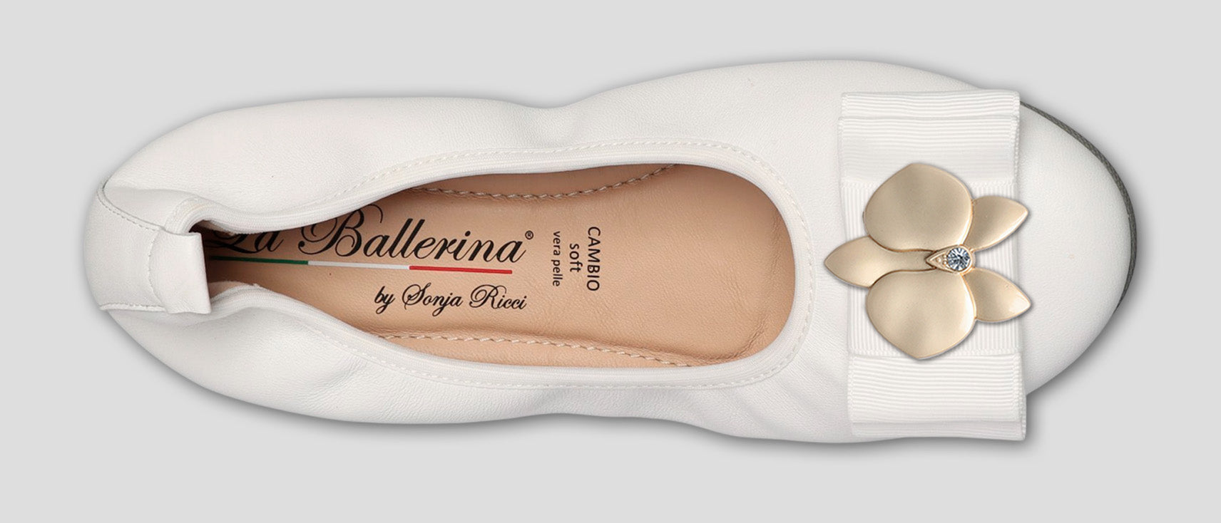 S1 💕LA BALLERINA CAMBIO WEIß – ELEGANTE LEDER-BALLERINAS VON SONJA RICCI - La Ballerina