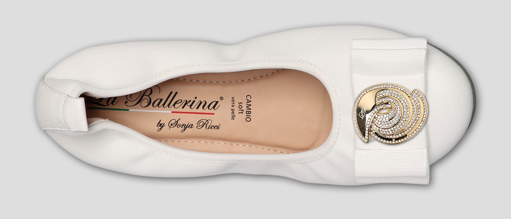 S1 💕LA BALLERINA CAMBIO WEIß – ELEGANTE LEDER-BALLERINAS VON SONJA RICCI - La Ballerina