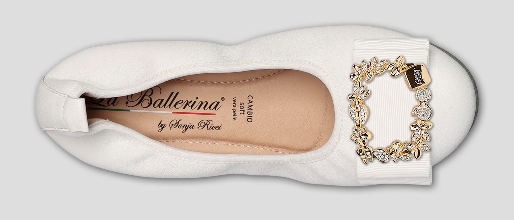 S1 💕LA BALLERINA CAMBIO WEIß – ELEGANTE LEDER-BALLERINAS VON SONJA RICCI - La Ballerina