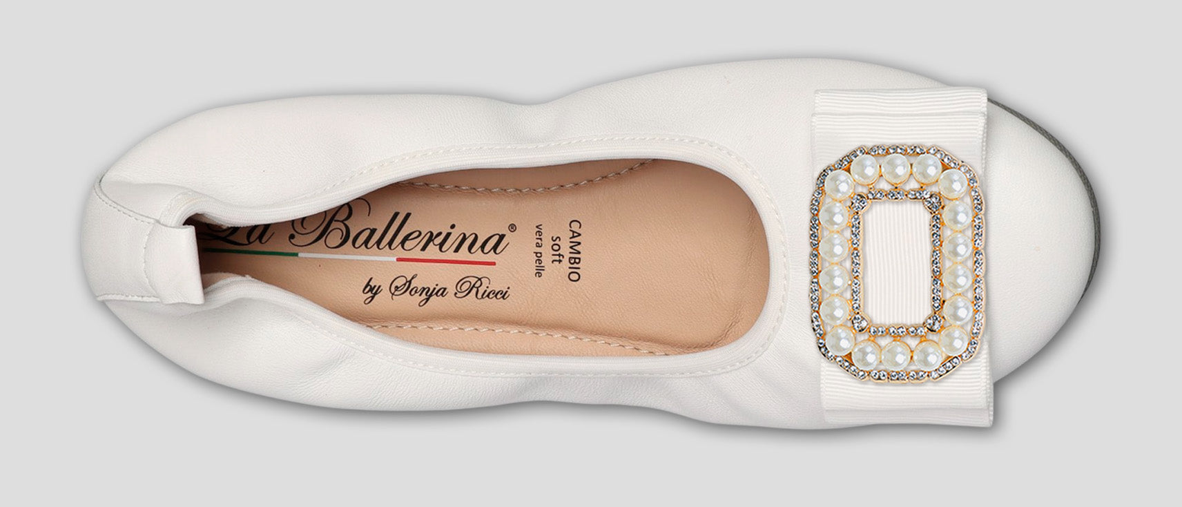 S1 💕LA BALLERINA CAMBIO WEIß – ELEGANTE LEDER-BALLERINAS VON SONJA RICCI - La Ballerina