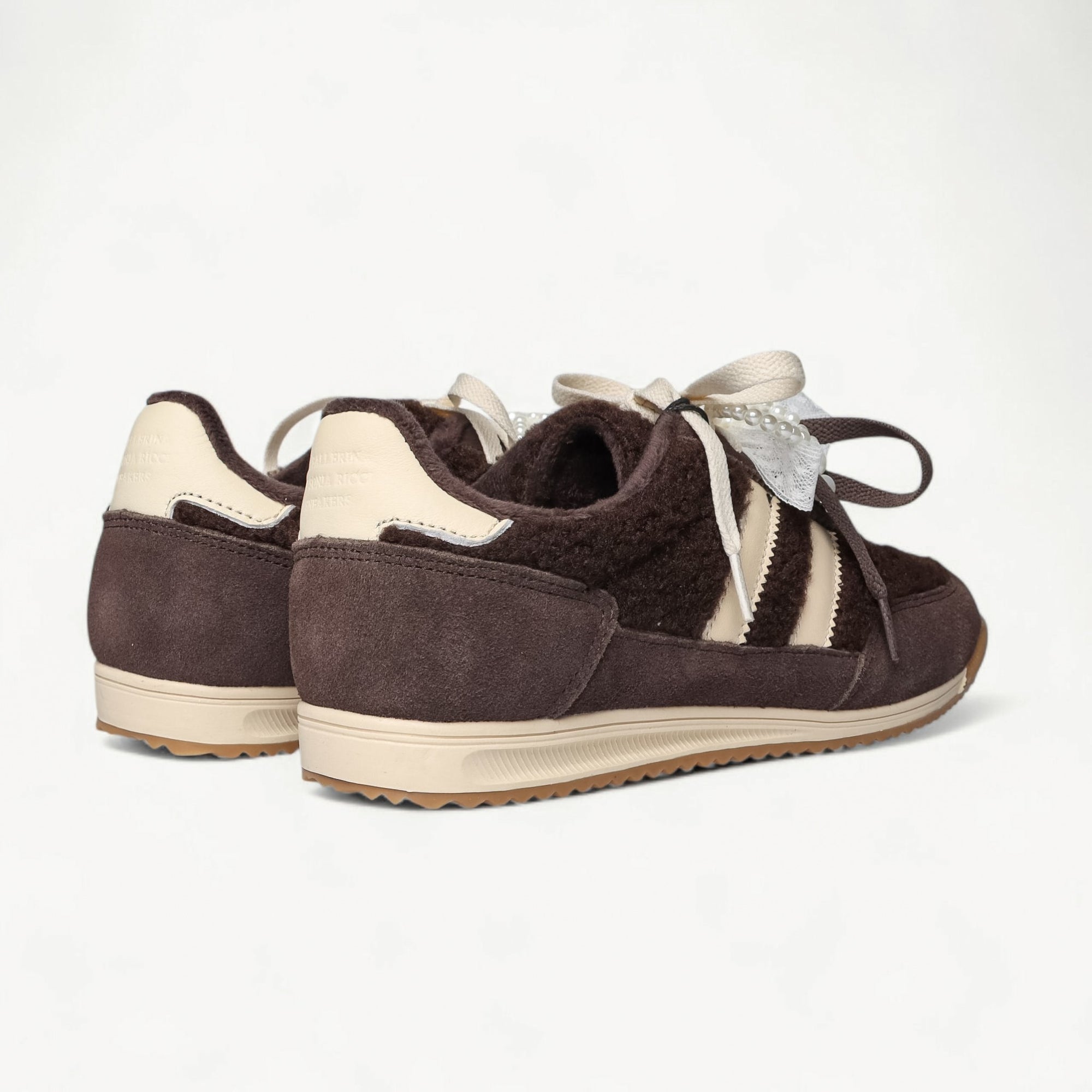 LA BALLERINA Sneaker Espresso Braun / Ivory aus Leder – Rückansicht