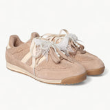 Sneaker Taupe / Creme aus Veloursleder