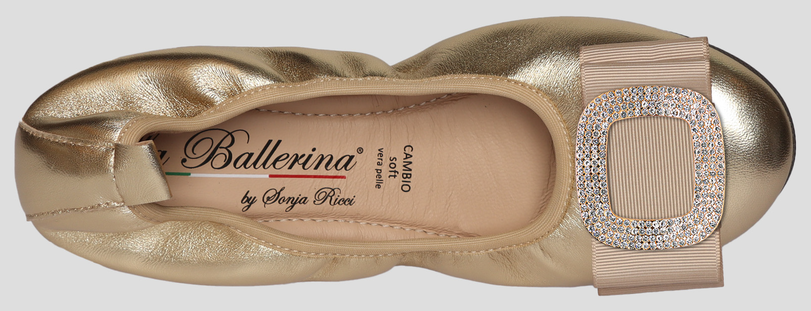 La Ballerina by Sonja Ricci – Goldfarbene Ballerinas mit fester Schnalle (F3)