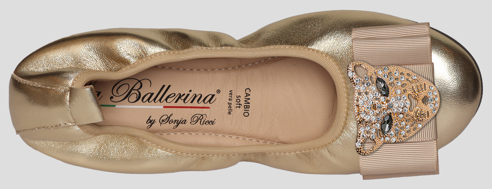 La Ballerina by Sonja Ricci – Goldfarbene Ballerinas mit fester Schnalle (F3)