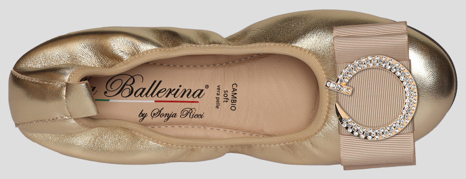 La Ballerina by Sonja Ricci – Goldfarbene Ballerinas mit fester Schnalle (F3)