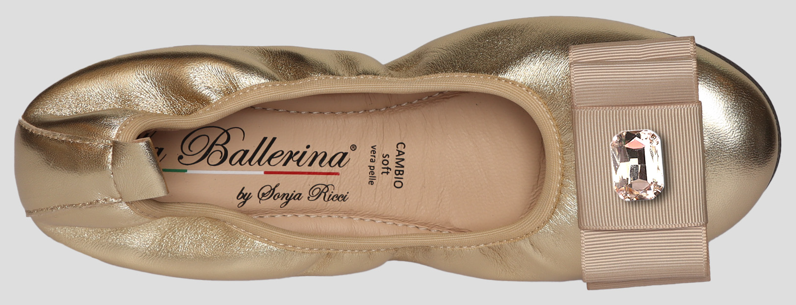 La Ballerina by Sonja Ricci – Goldfarbene Ballerinas mit fester Schnalle (F3)