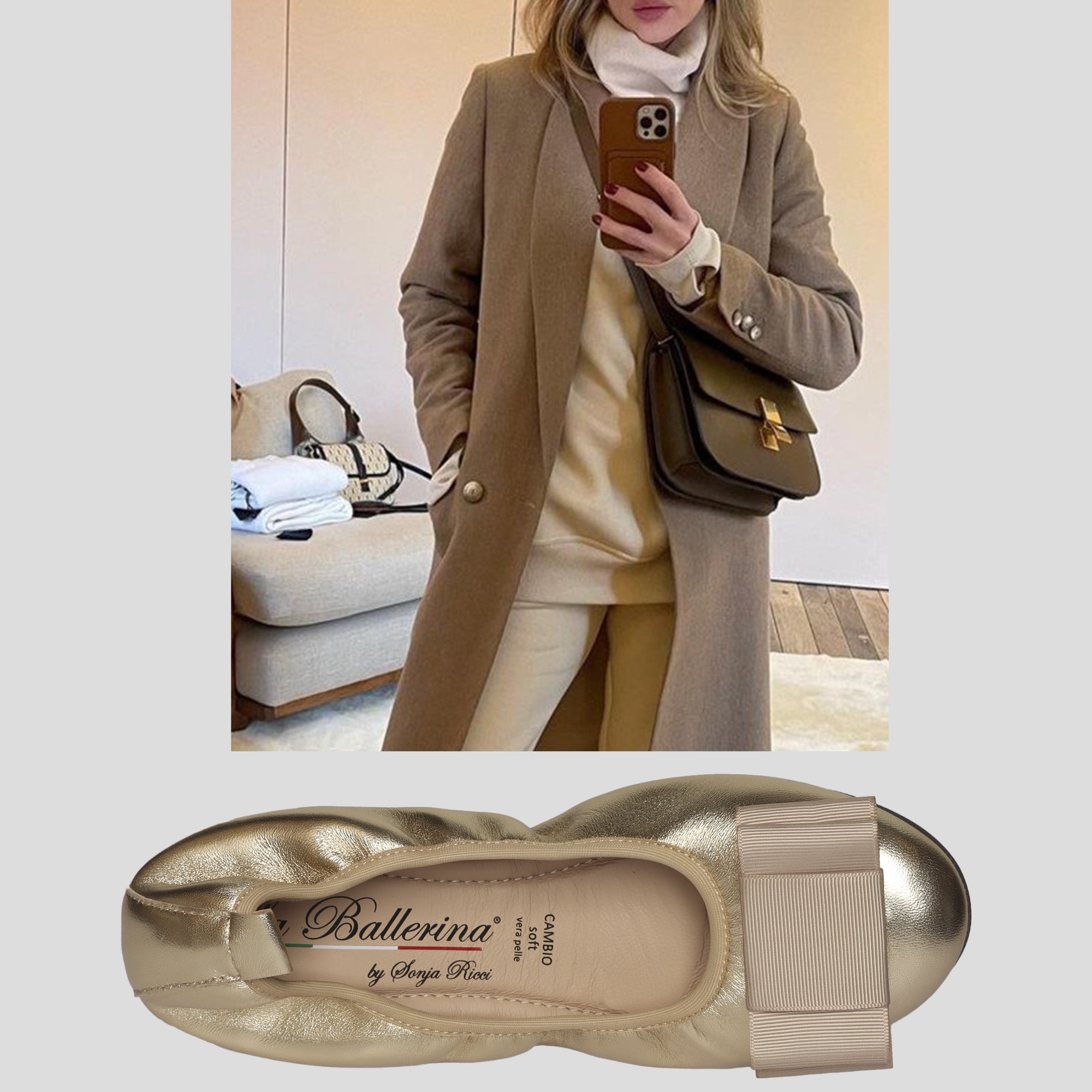 S34 💕 LA BALLERINA CAMBIO METALLIC LEDER GOLD - La Ballerina
