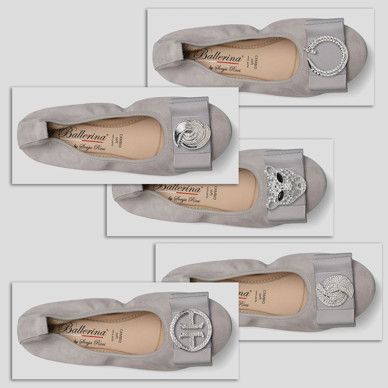 S60 💕LA BALLERINA CAMBIO VELOURSLEDER GRAU - La Ballerina