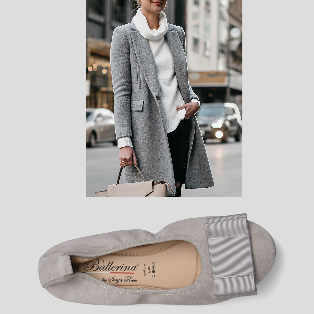 S60 💕LA BALLERINA CAMBIO VELOURSLEDER GRAU - La Ballerina