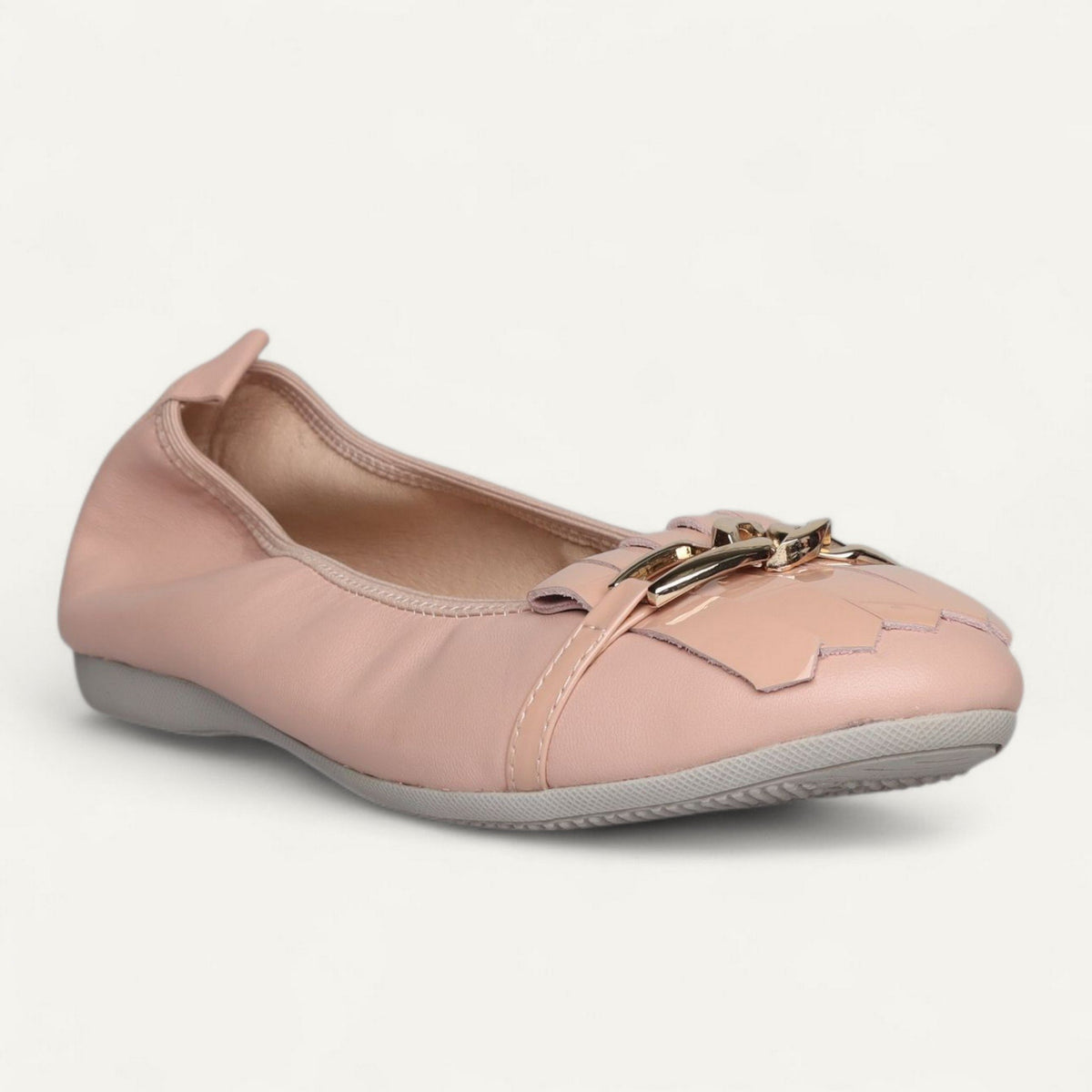 ballerines rose, cuir nappa / cuir verni, EU 35 et 36 – vue de trois quarts avant