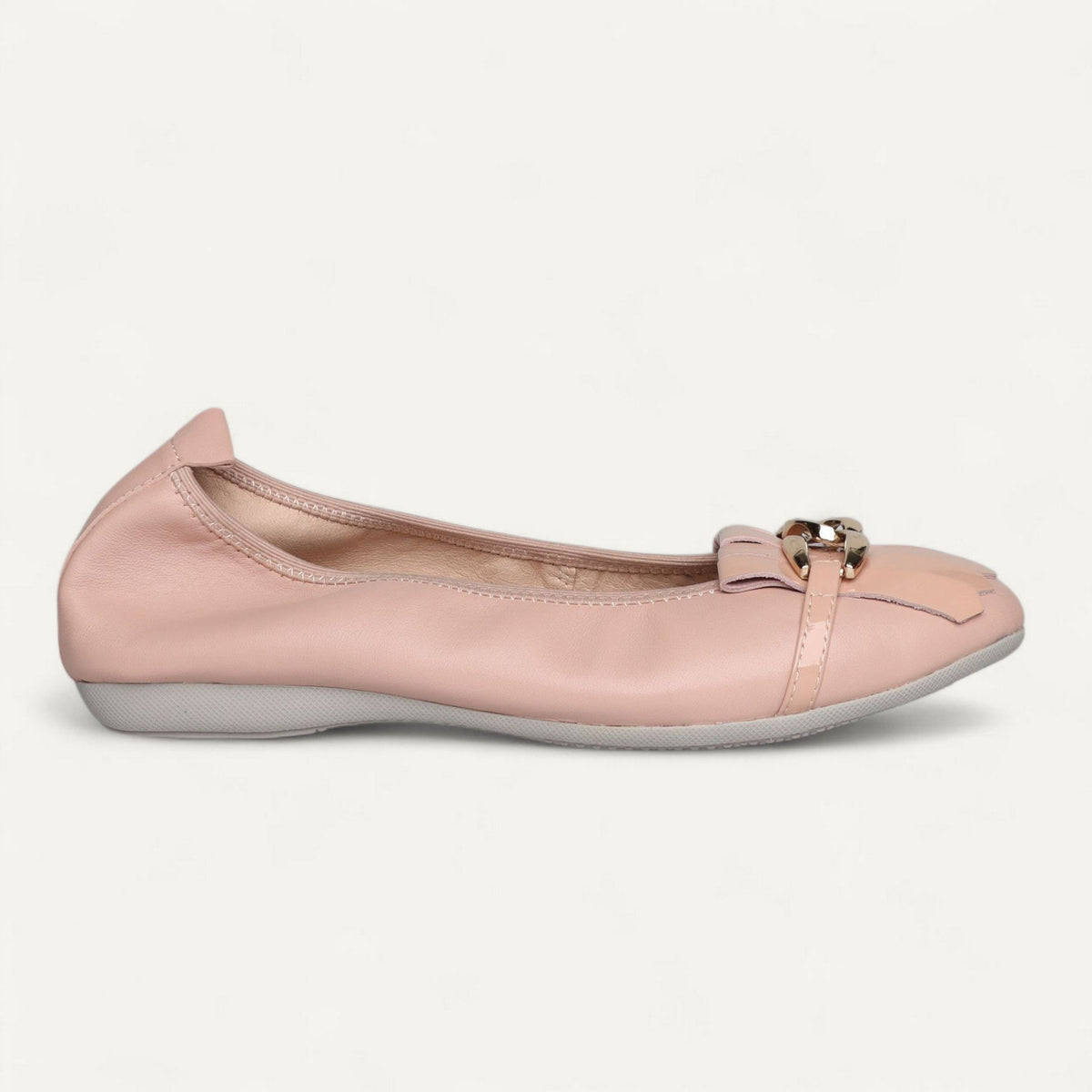 ballerines rose, cuir nappa / cuir verni, EU 35 et 36 – vue de profil, bout vers la droite