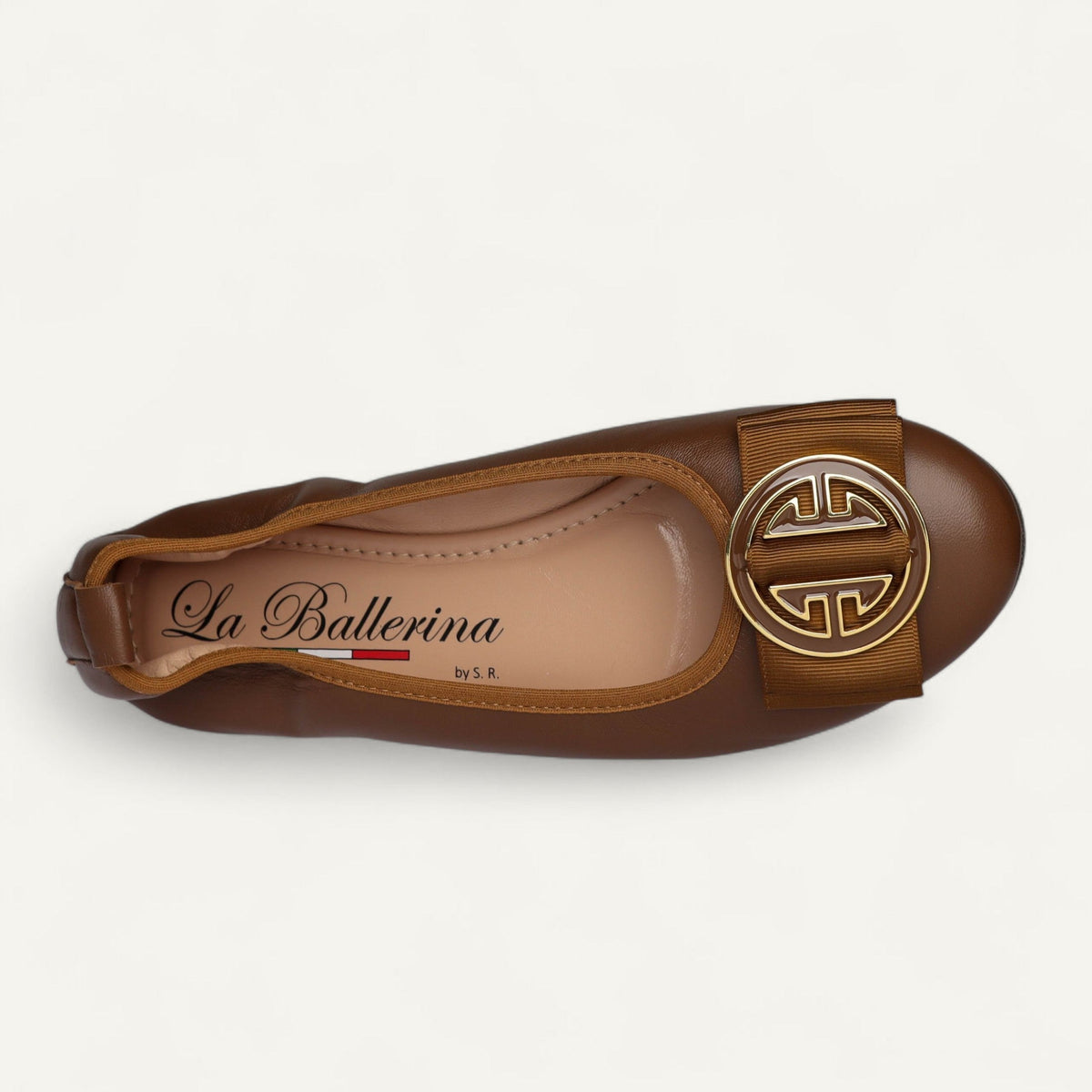 CAMBIO ballet flats in brown nappa leather – size 38 – Top view with the first buckle
