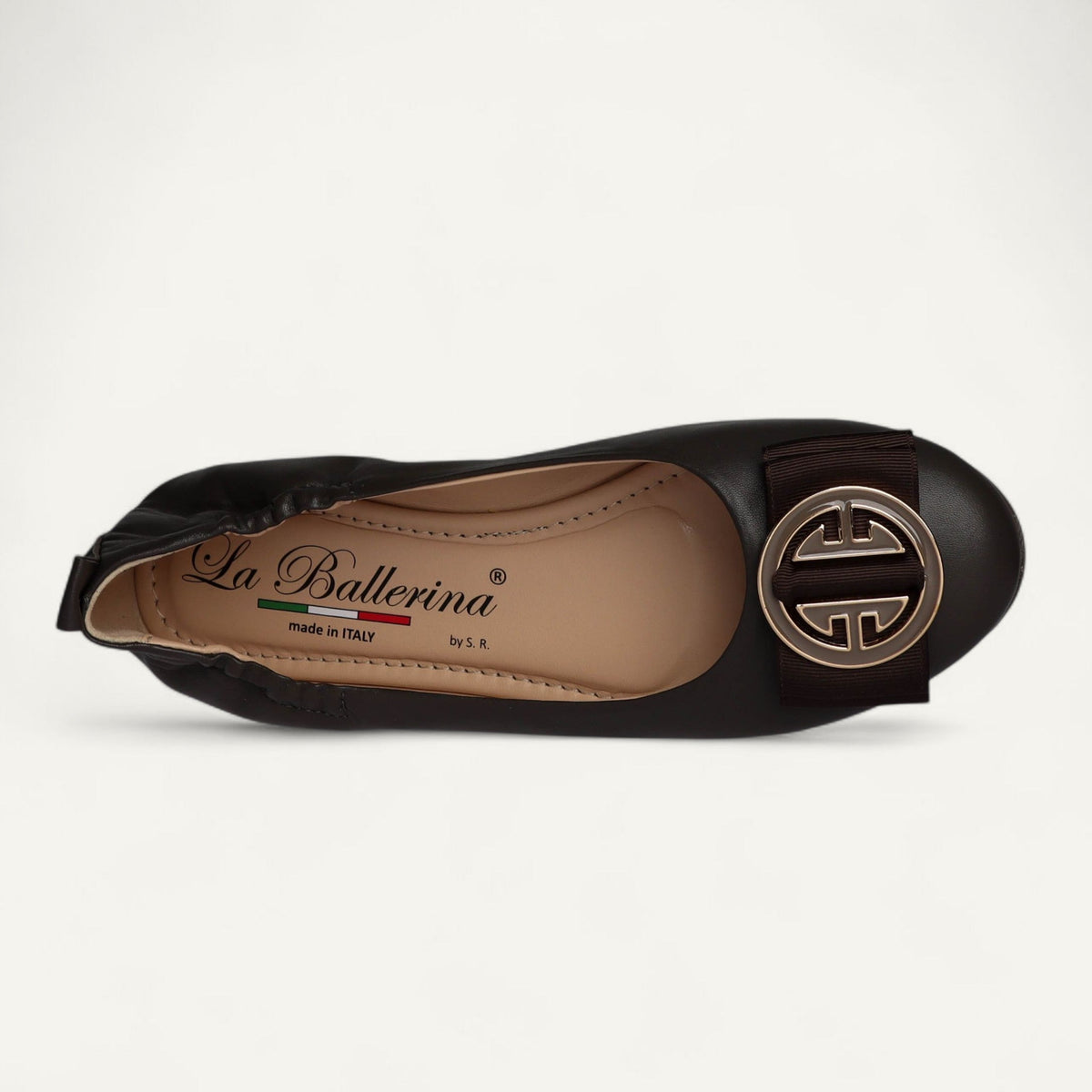 CAMBIO ballet flats in dark brown nappa leather – size 40 – Top view with the first buckle