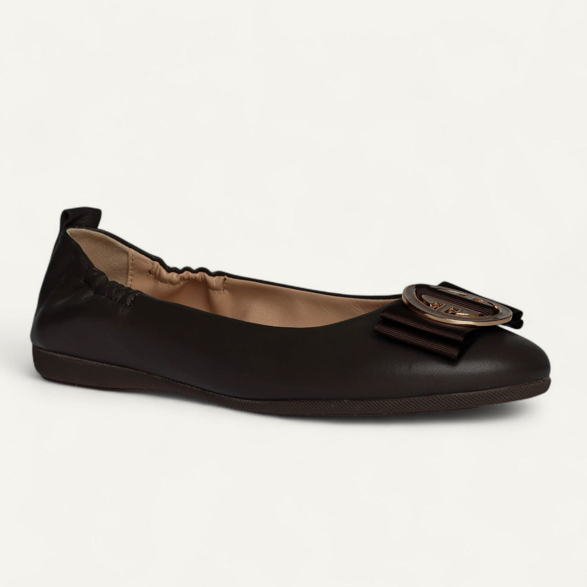 CAMBIO ballet flats in dark brown nappa leather – size 40 – Left angled view