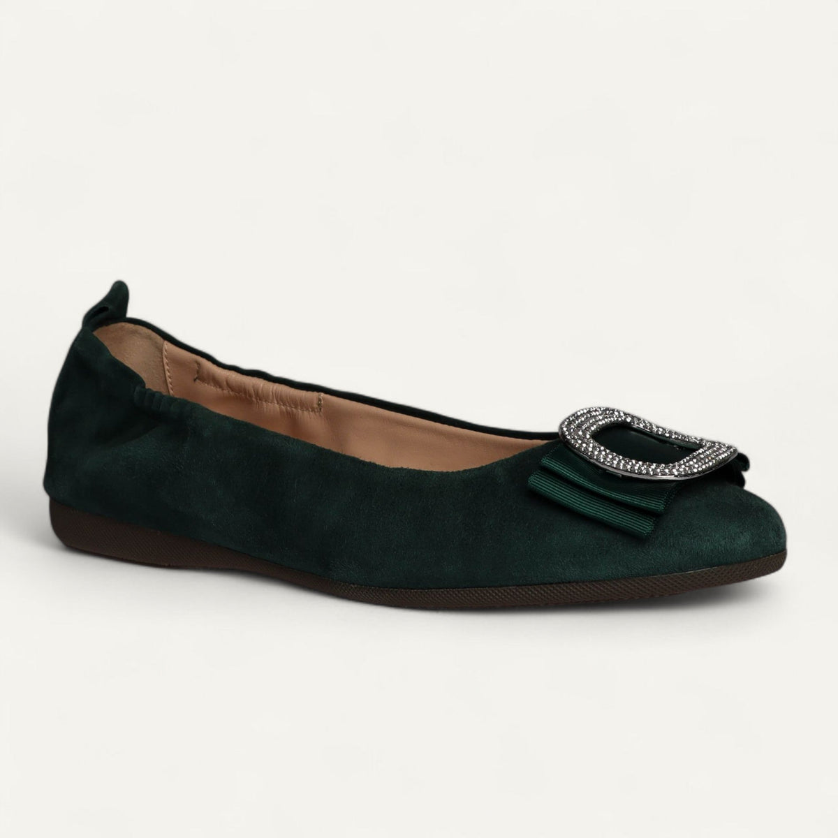 CAMBIO ballet flats in green suede – size 39 – Left angled view