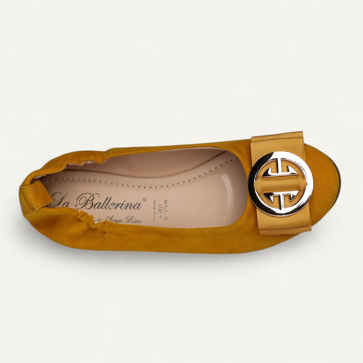 CAMBIO Ballerinas aus Veloursleder in Orange – Größe 40 – Draufsicht mit zweiter Schnalle