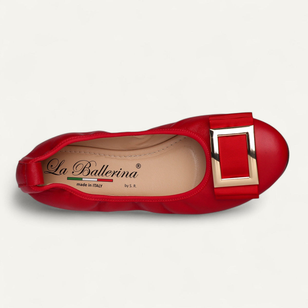 CAMBIO ballet flats in red nappa leather – sizes 37 and 40 – Top view with the first buckle