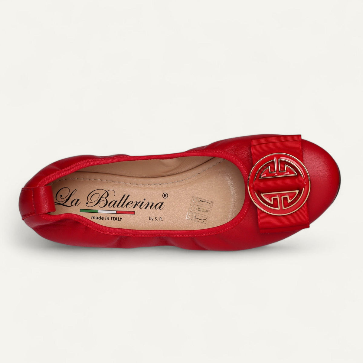 CAMBIO ballet flats in red nappa leather – sizes 37 and 40 – Top view with the second buckle