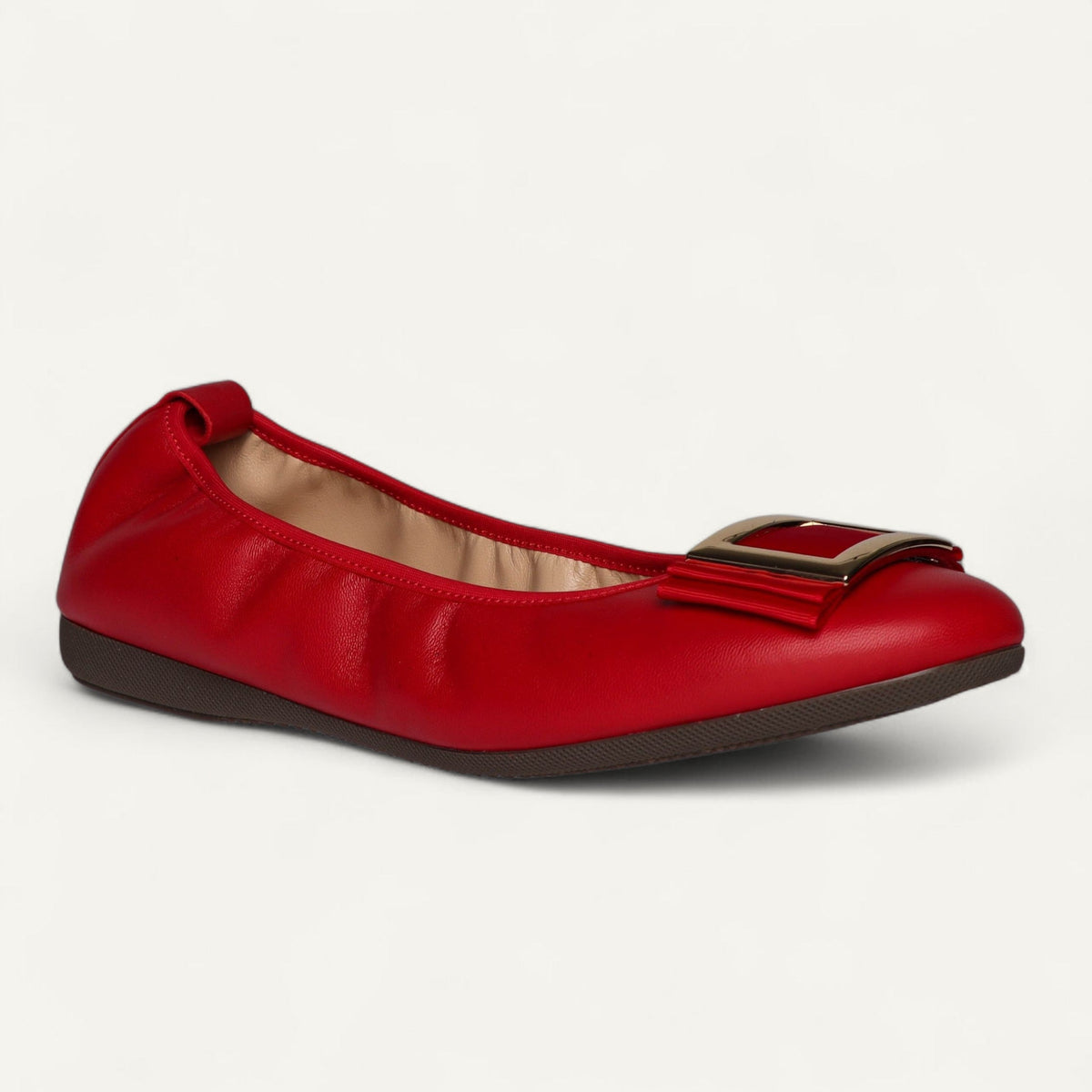 CAMBIO ballet flats in red nappa leather – sizes 37 and 40 – Left angled view