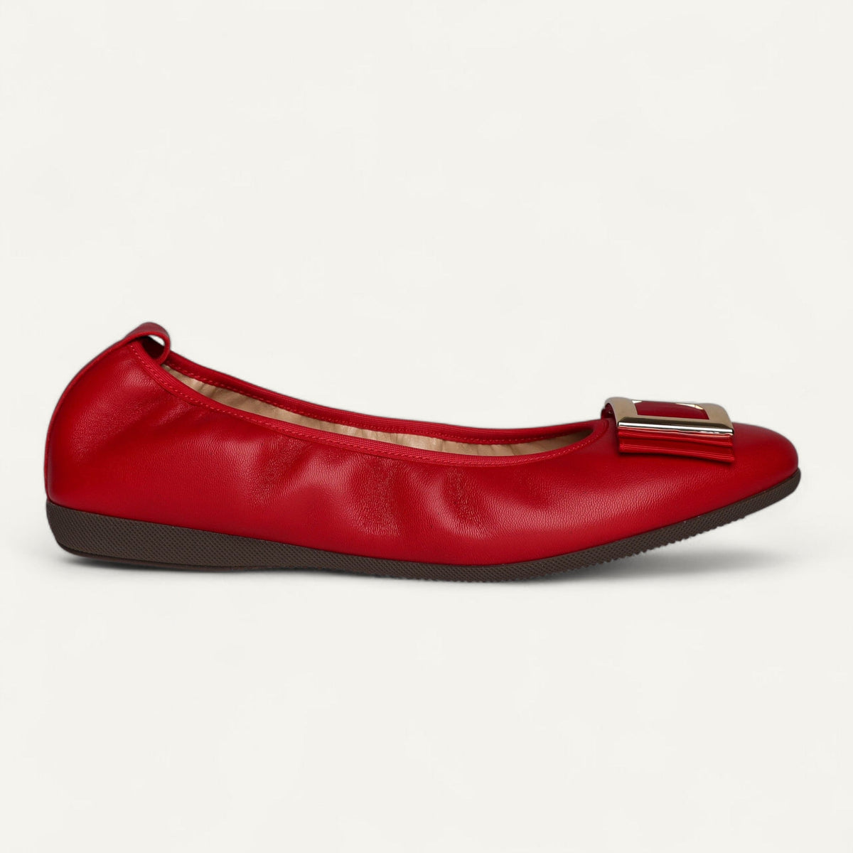 CAMBIO ballet flats in red nappa leather – sizes 37 and 40 – Left-side view
