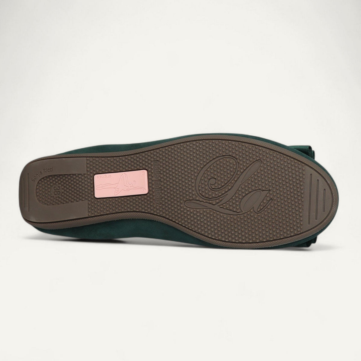 CAMBIO Ballerinas Dunkelgrün, Veloursleder, EU 38 und 40 – Unterseite mit Gummisohle