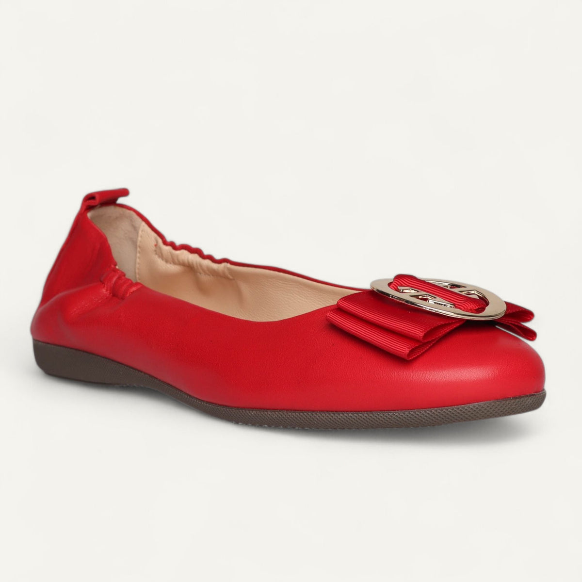 CAMBIO Ballerinas aus Nappaleder in Rot – Schrägansicht von vorne.