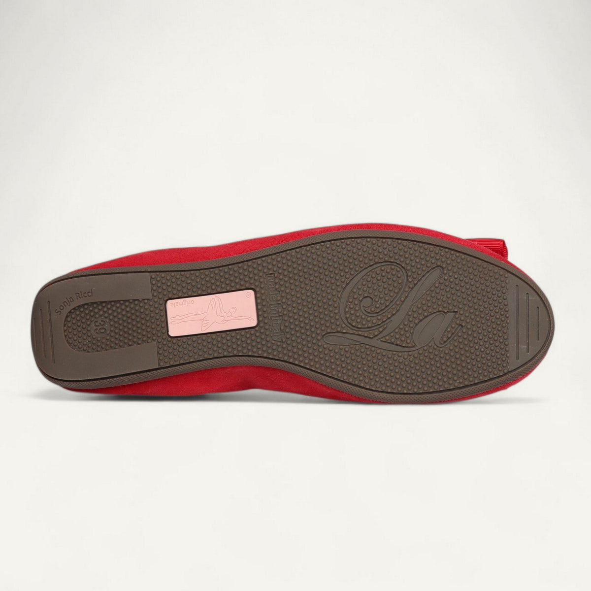 CAMBIO Ballerinas Rot, Veloursleder, EU 39 – Unterseite mit Gummisohle