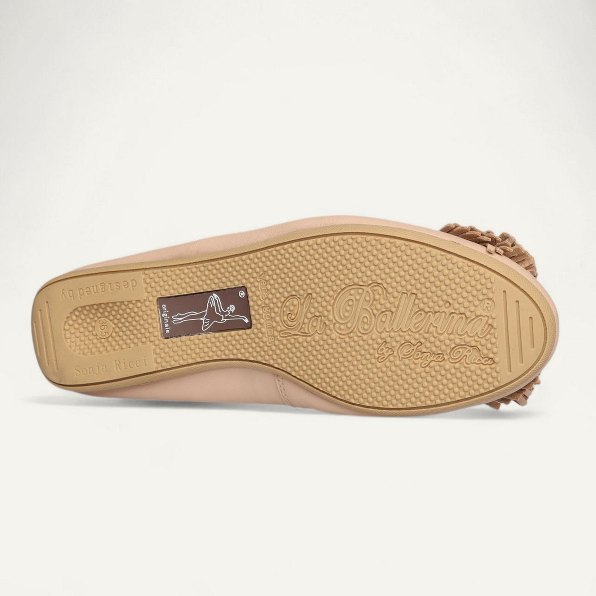 ballerines beige, cuir nappa, EU 36 et 36,5 – dessous avec semelle en caoutchouc