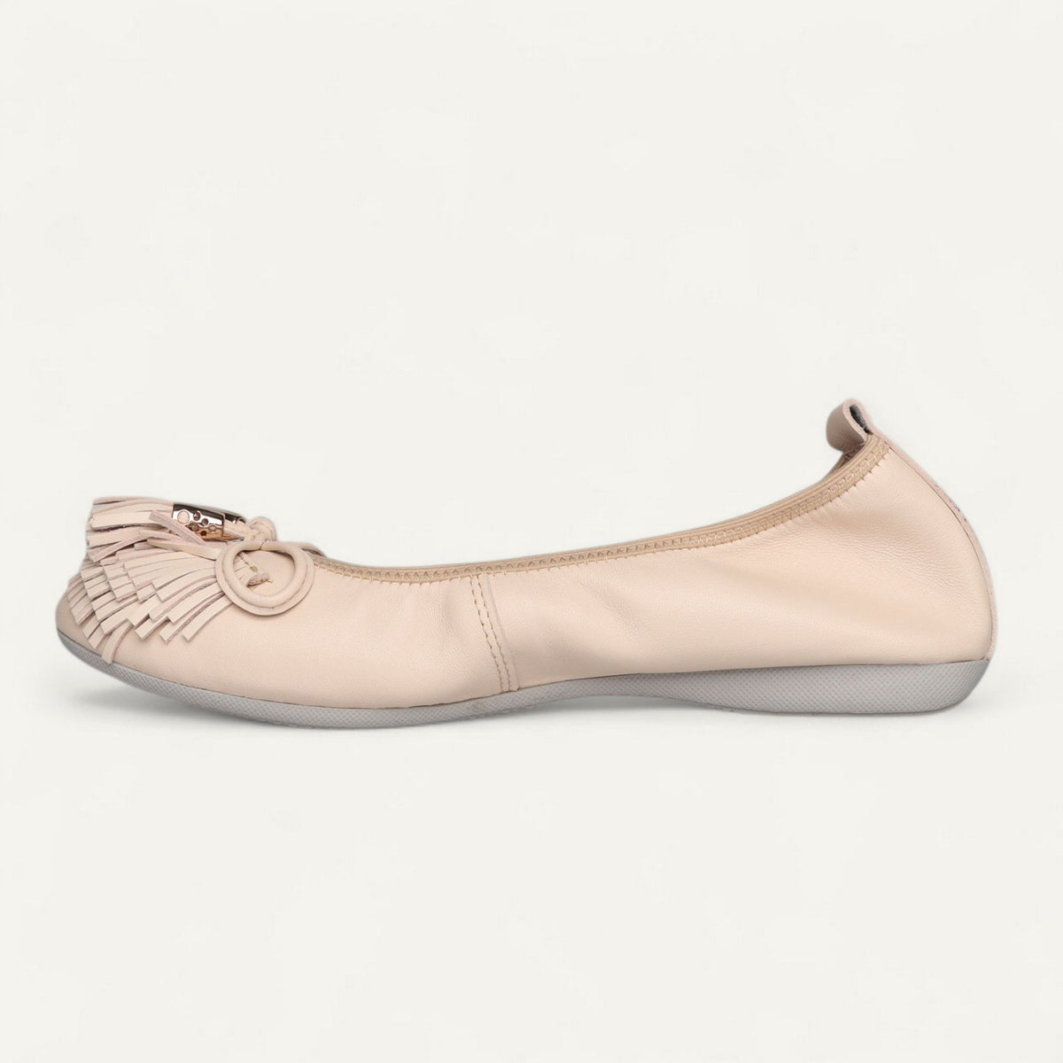 Ballerinas Beige, Nappaleder, EU 36 – Seitenansicht mit Schuhspitze links