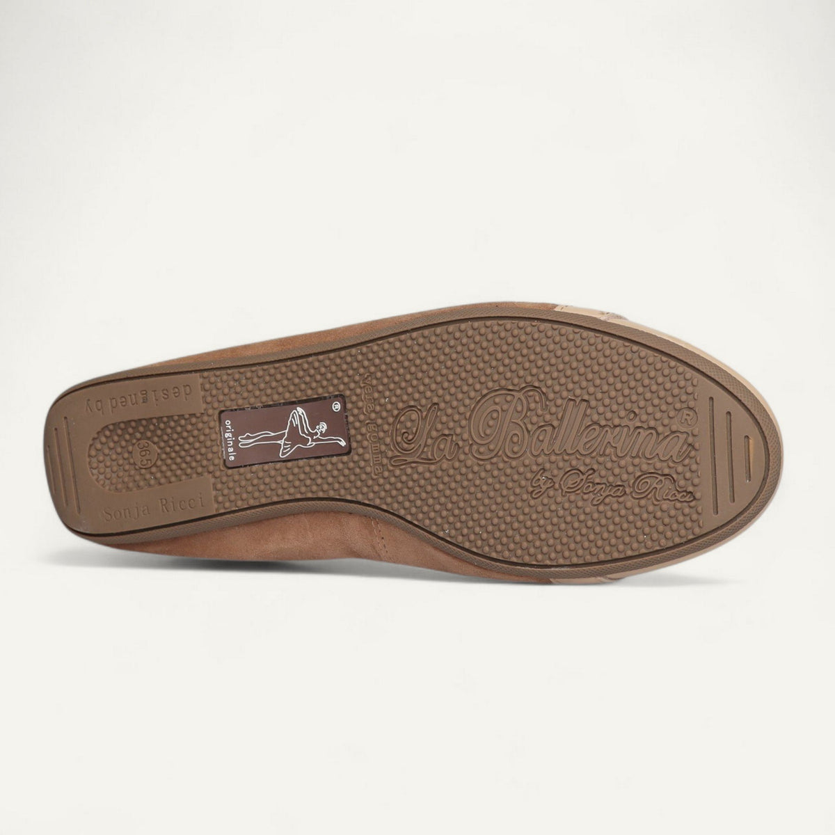Ballerinas Beige / Taupe, Veloursleder / Lackleder, EU 36,5 – Unterseite mit Gummisohle