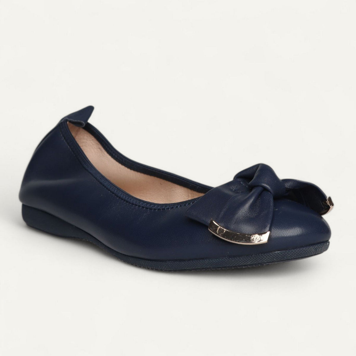 ballerines bleu marine, cuir nappa, EU 36,5 – vue de trois quarts avant