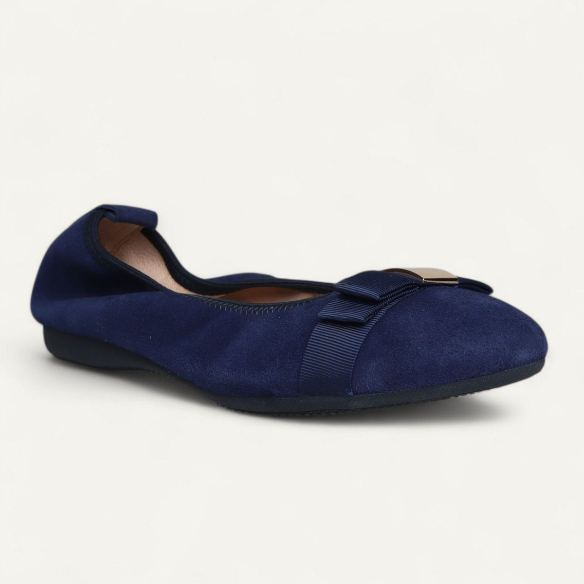 Ballerinas Dunkelblau, Veloursleder, EU 37 – Schrägansicht von vorne