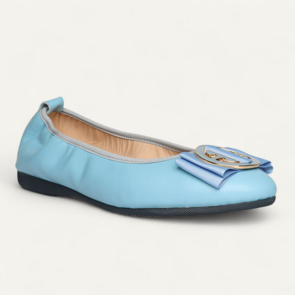 ballerines bleu clair, cuir nappa, EU 39,5 – vue de trois quarts avant