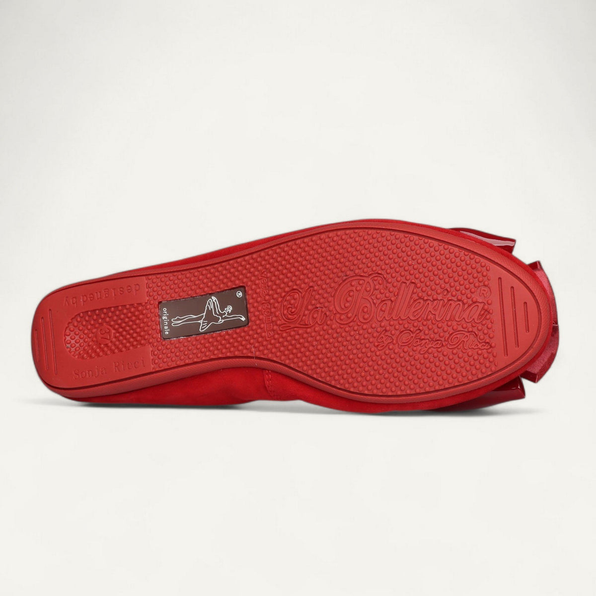 Ballerinas Rot, Veloursleder / Lackleder, EU 37 – Unterseite mit Gummisohle