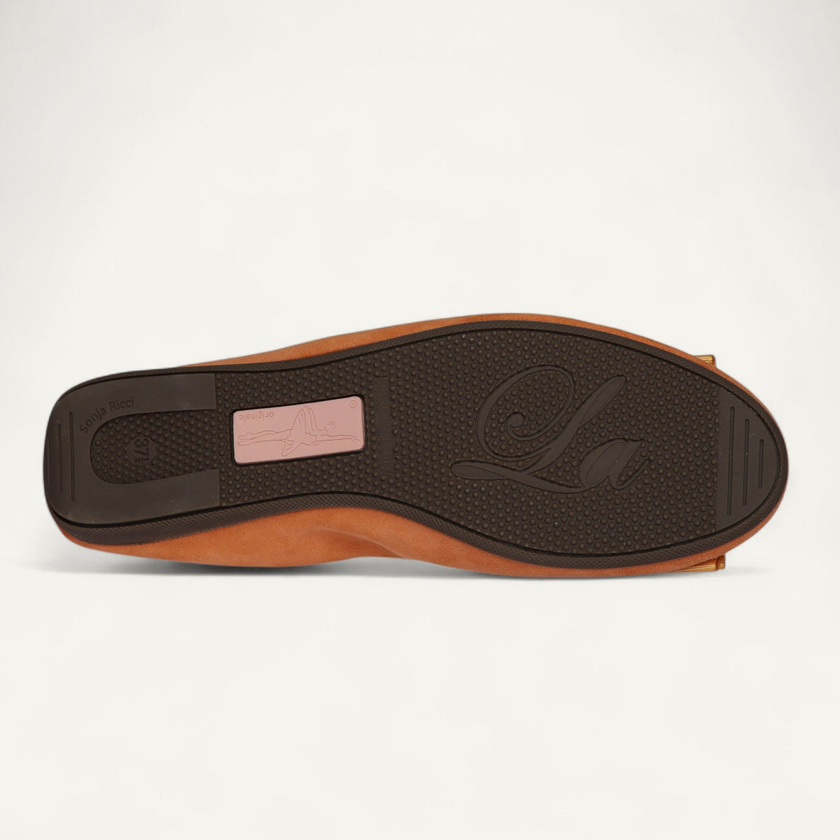 Ballet flats in orange suede with a fixed buckle – size 37.5 – Outsole