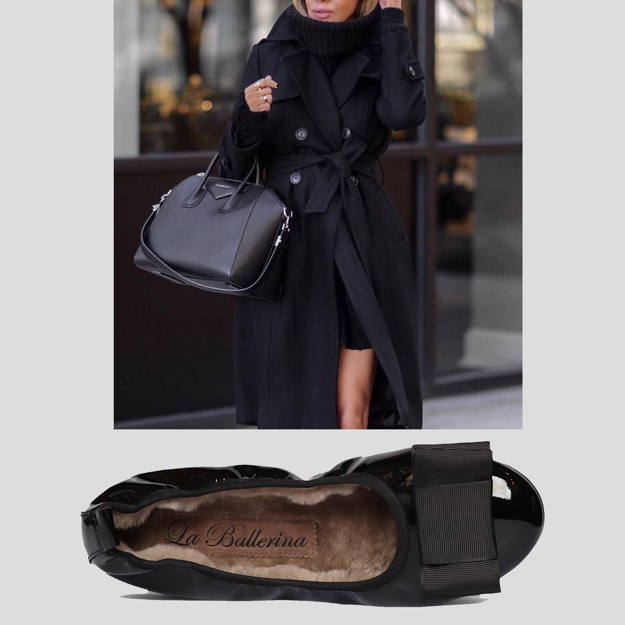 07W💕La Ballerina CAMBIO Warmgefüttert Lackleder Schwarz - La Ballerina