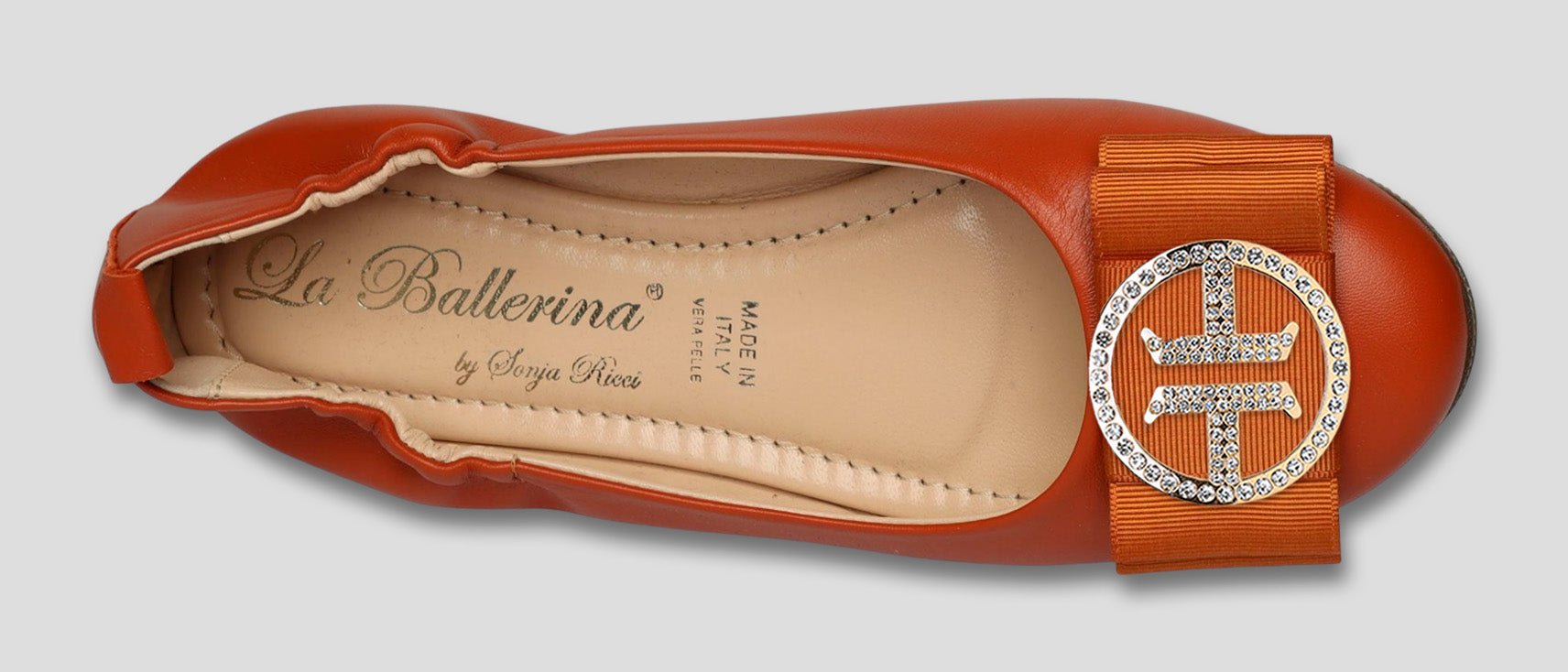 La Ballerina Soft | Damen-Ballerinas Leder braun mit Elastik &amp; Wechsel-Schnallen [30] - La Ballerina