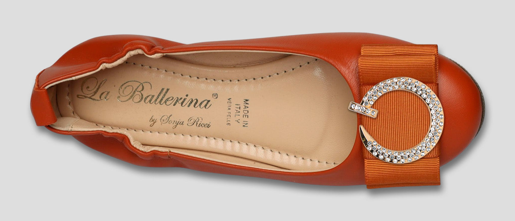 La Ballerina Soft | Damen-Ballerinas Leder braun mit Elastik &amp; Wechsel-Schnallen [30] - La Ballerina