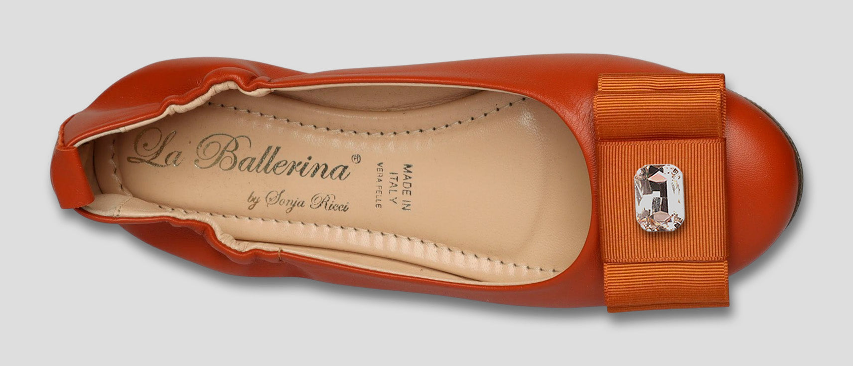 La Ballerina Soft | Damen-Ballerinas Leder braun mit Elastik &amp; Wechsel-Schnallen [30] - La Ballerina